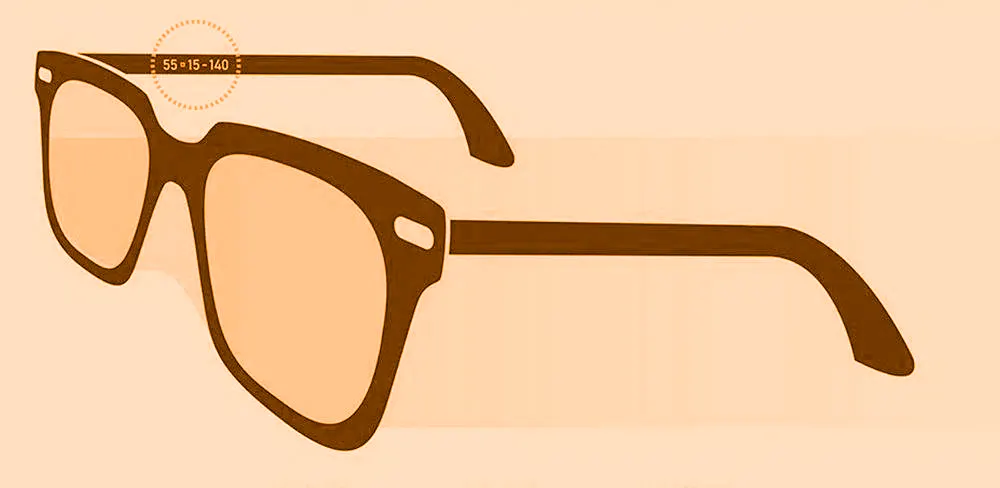 Glasses sizes and measurements (bridge width, temple length, and lens width)